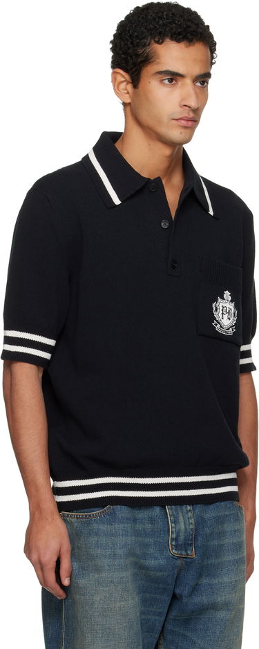 Polo tričko Balmain College Emblem Embroidery Knit Polo Čierna | FH0GB046KJ18, 1
