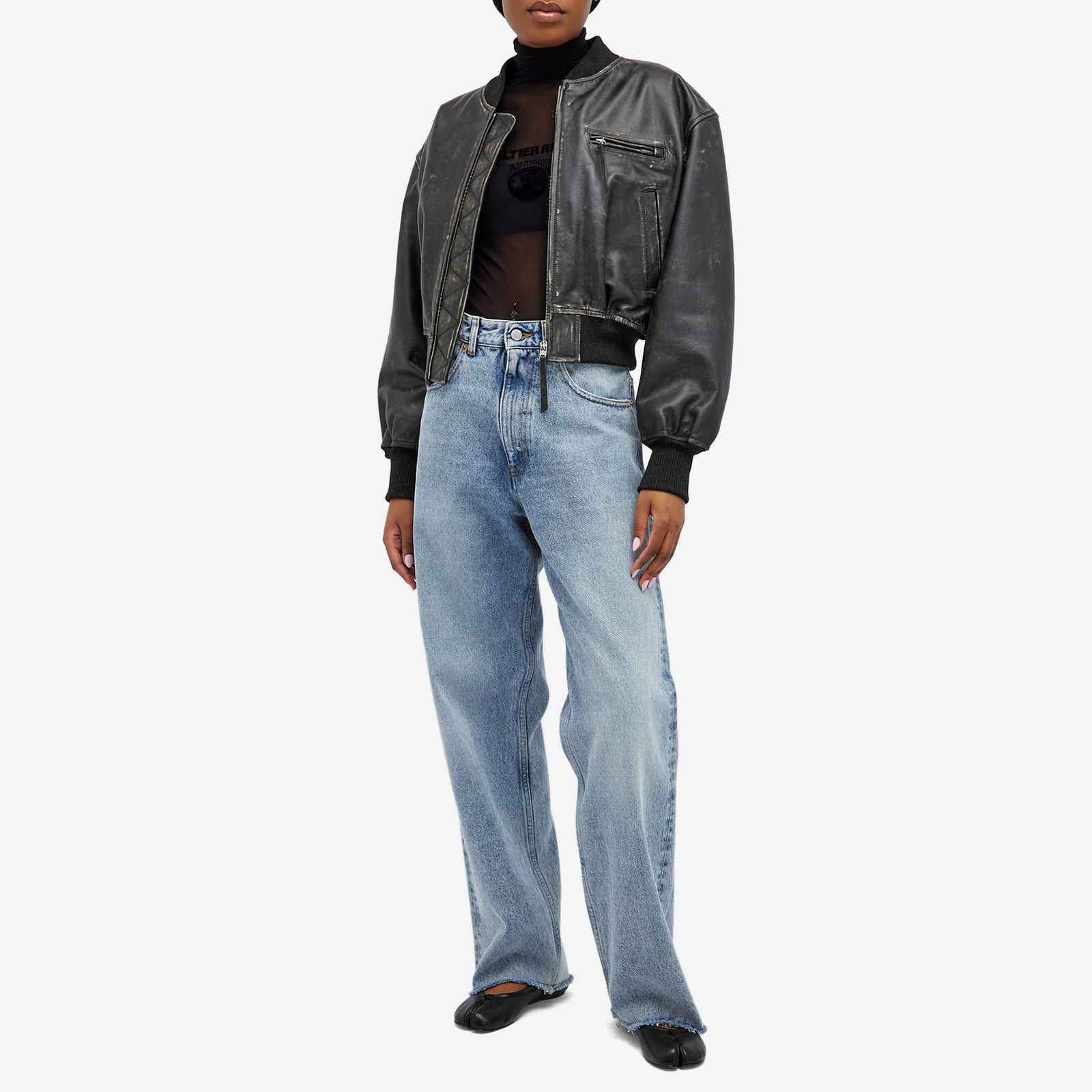 Mesh Turtle Neck Flocked Earth