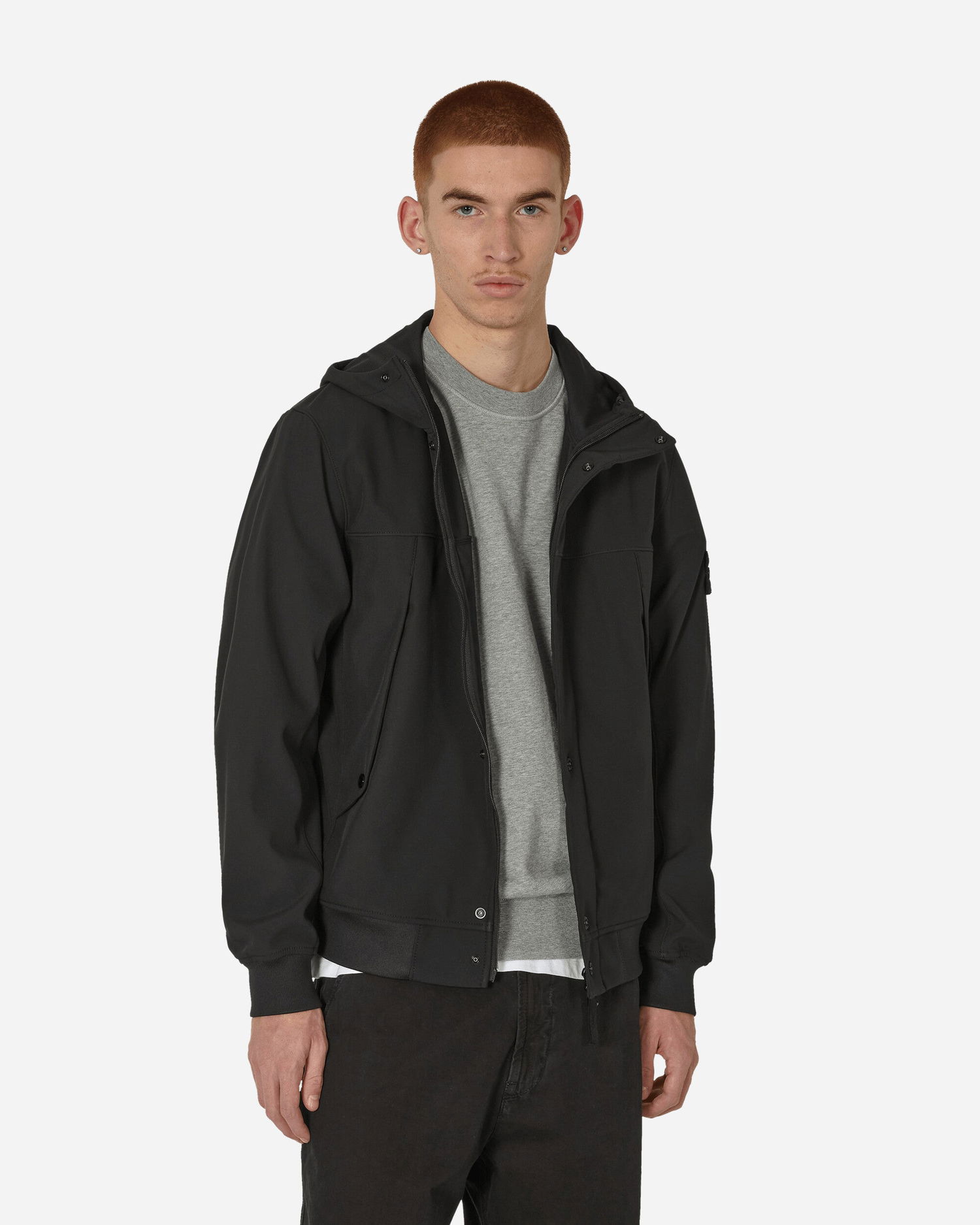 Bunda Stone Island Logo Light Soft Shell-R Jacket Čierna | 801540227 V0029, 1