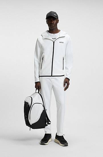 Mikina BOSS BOSS Active Stretch-Gabardine Zip-Up Hoodie Biela | 50542948, 1