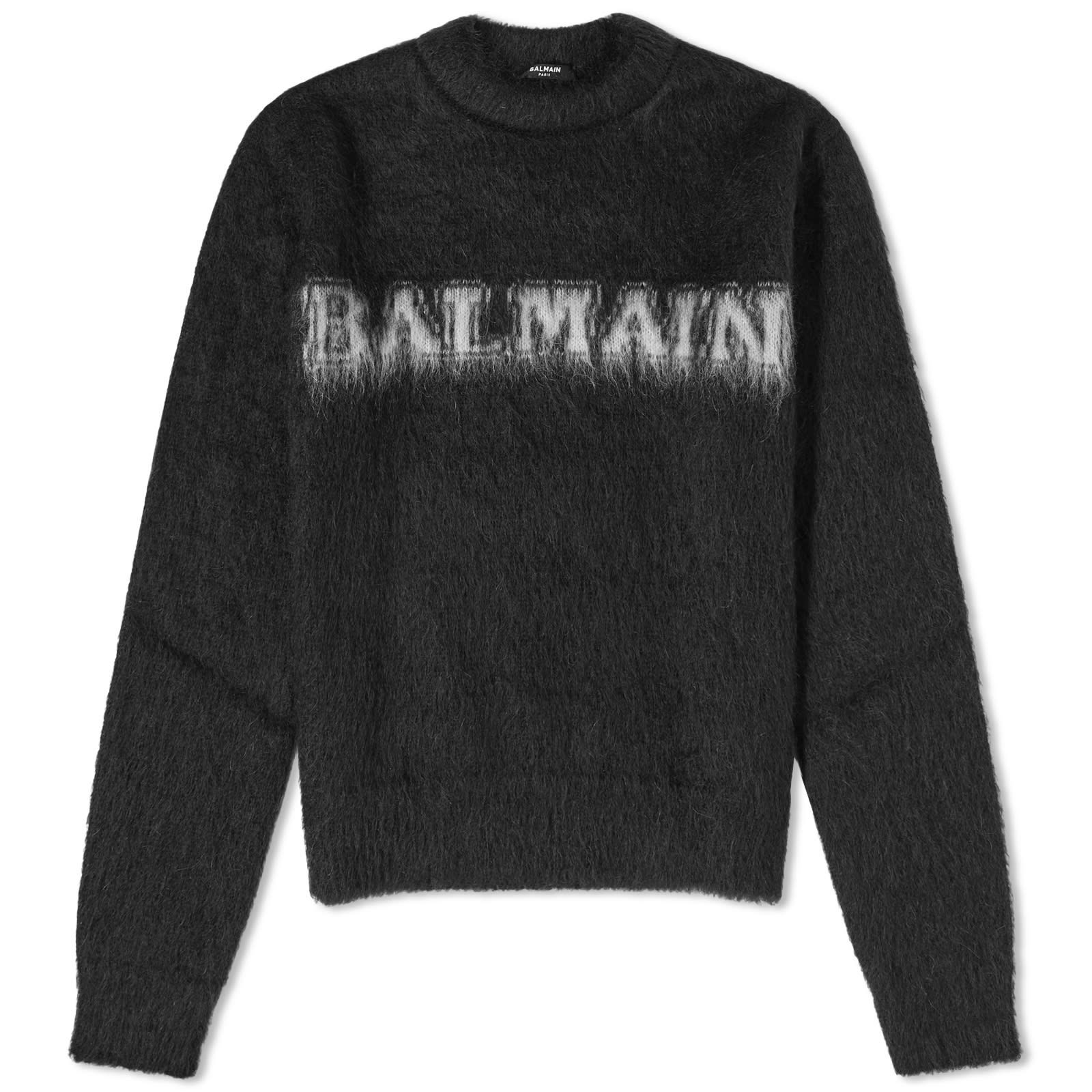 Balmain Brushed Mohair Logo Pullover Jumper