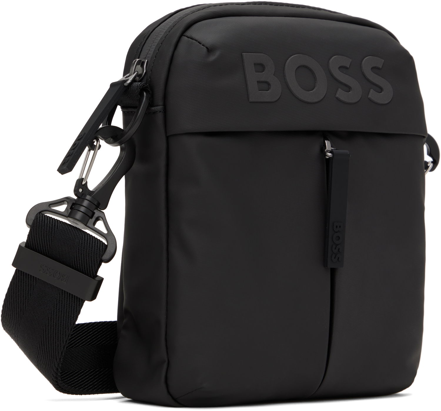 Taška cez rameno BOSS Faux-Leather Reporter Bag Čierna | 50516893, 1
