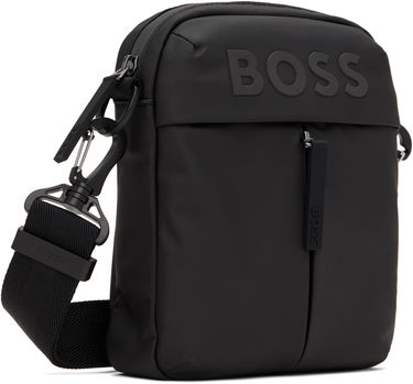 Taška cez rameno BOSS Faux-Leather Reporter Bag Čierna | 50516893, 1