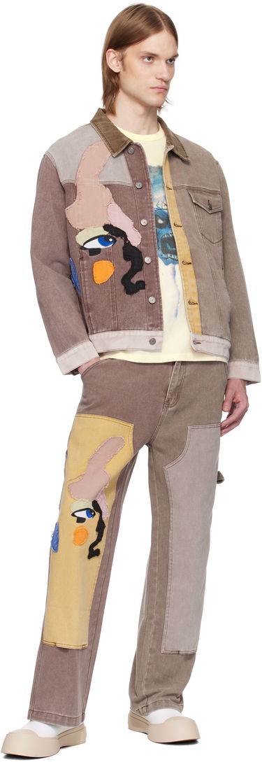 Cargo nohavice KidSuper KidSuper Patchwork Face Double Knee Trousers Hnedá | SS25-PT-03, 3