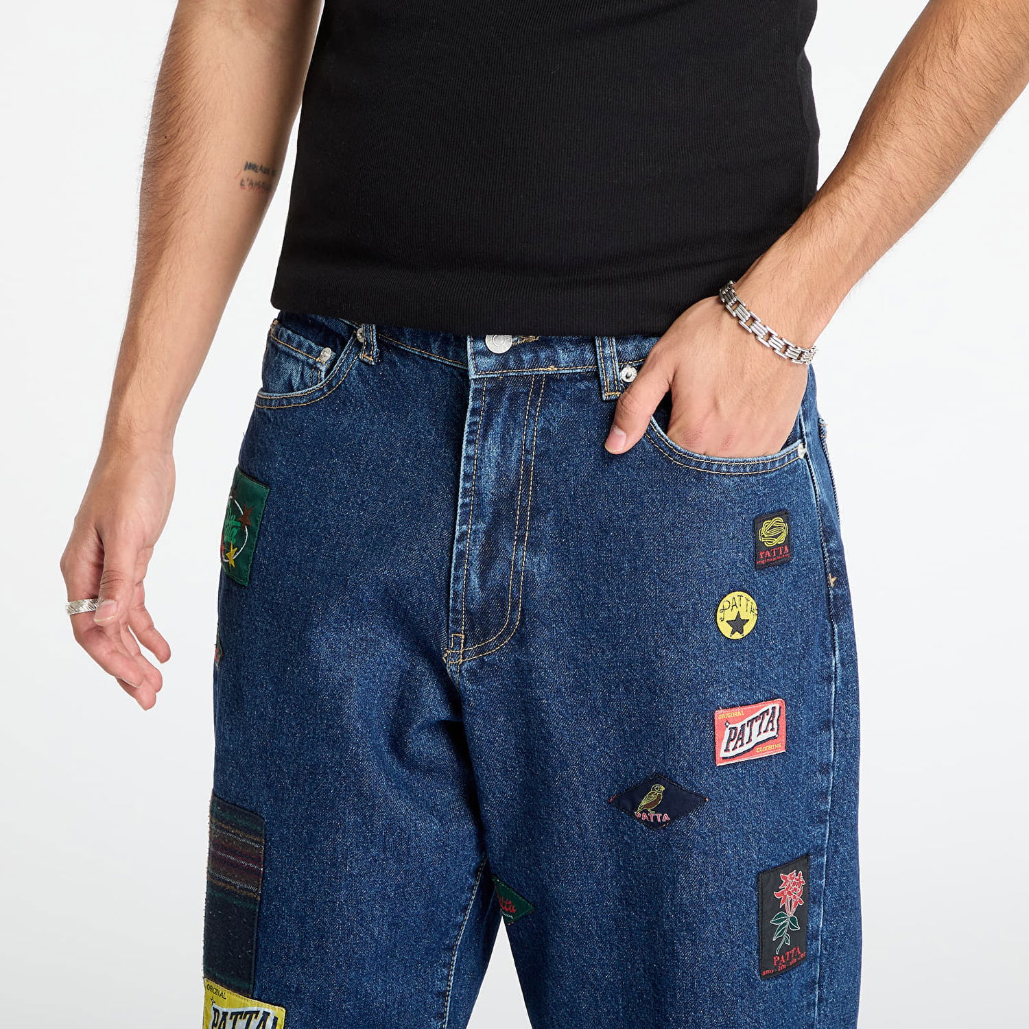 Džínsy Patta Whole Lotta Labels Patched Denim Pants Modrá | POC-AW25-4200-386-0006-197, 1