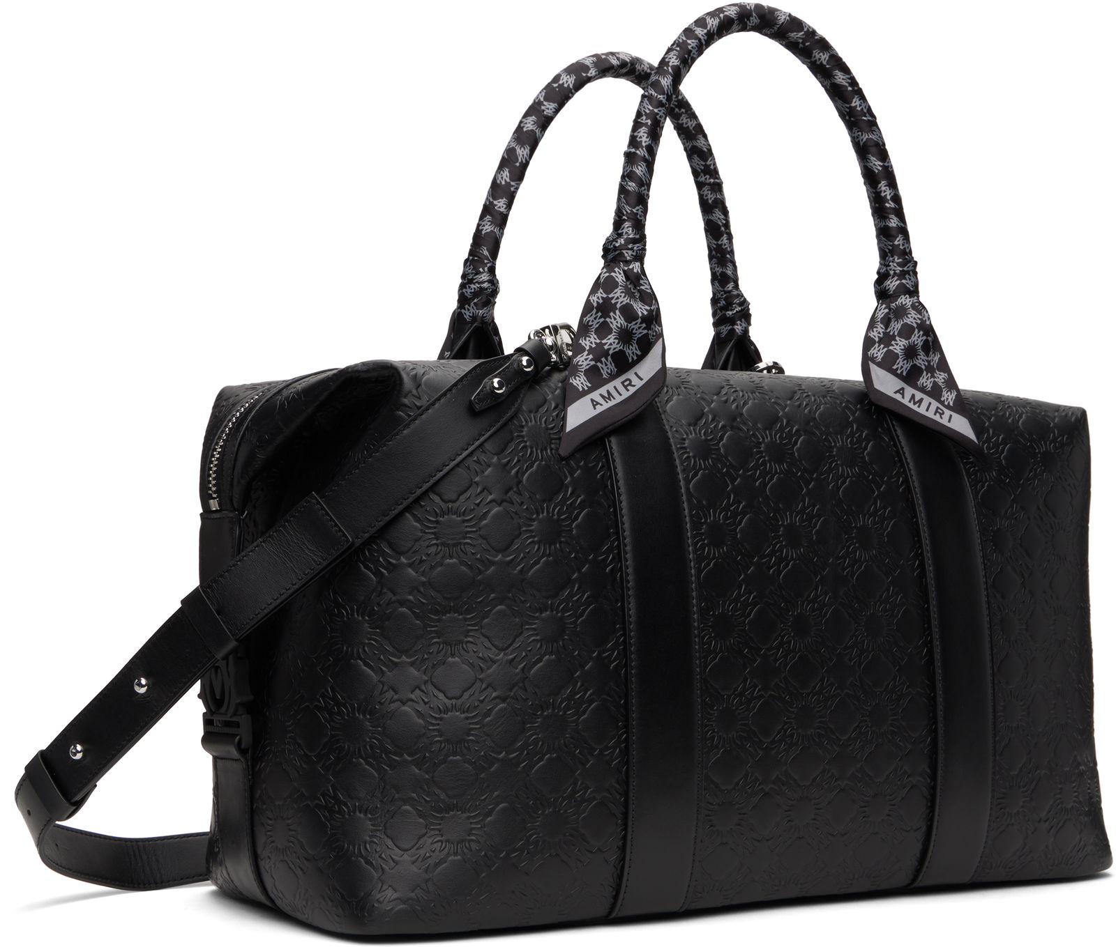 'MA' Quad Embossed Leather Duffle Bag