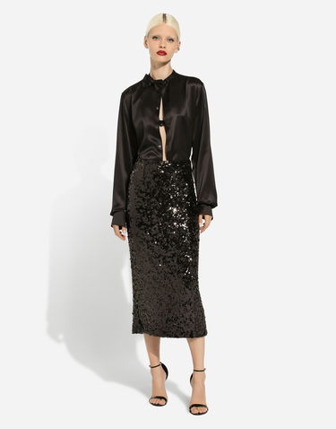 Sukňa Dolce & Gabbana Sequined Calf-Length Skirt Čierna | F4CRGTHLMZMN0000, 1