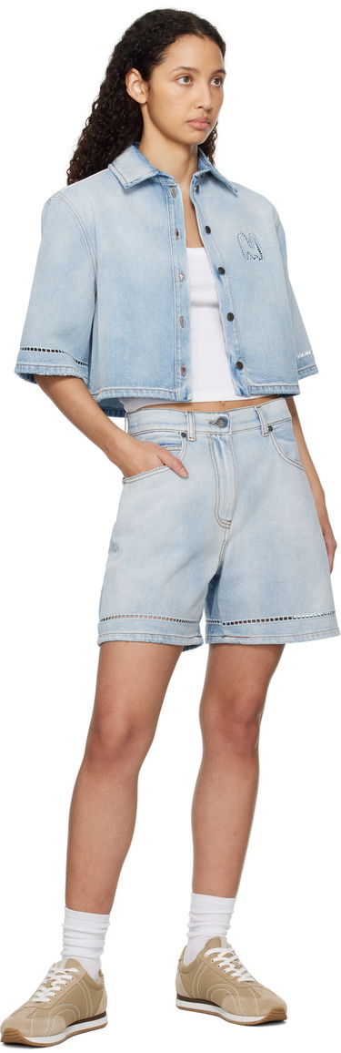 Šortky MSGM MSGM Perforated Light Washed Denim Shorts Modrá | 3841MDB230X 257271, 3