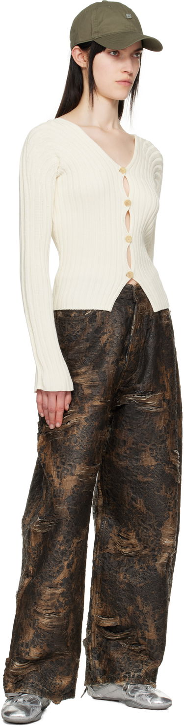 Sveter Acne Studios Acne Studios Button-Up Rib Knit Cardigan Biela | A60556-, 3