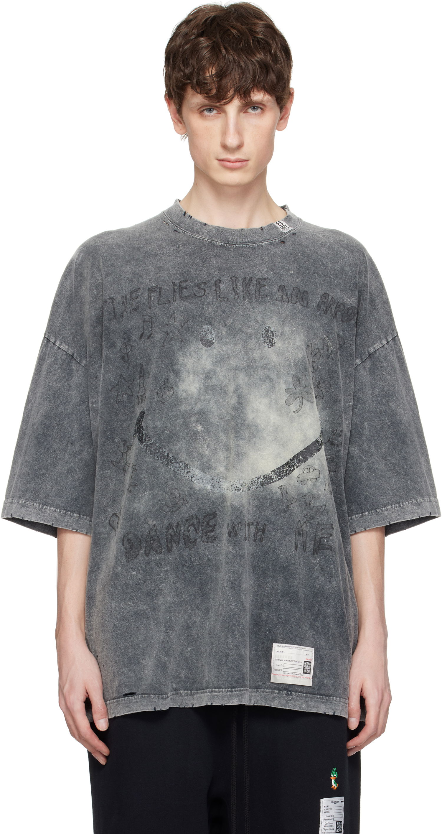 Tričko Maison MIHARA YASUHIRO Maison MIHARA YASUHIRO Bleached Smily Face Print T-Shirt Šedá | A14TS622, 0