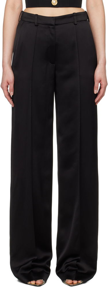 Nohavice Balmain Balmain Satin Straight-Leg Trousers Čierna | EF0PO160VB01, 0