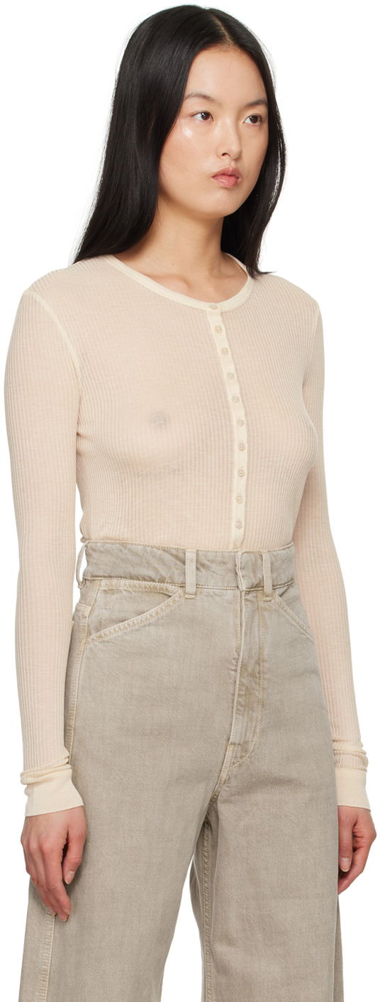 Sveter LEMAIRE Women's Seamless Button Cardigan Béžová | TO1157 LK1017, 1
