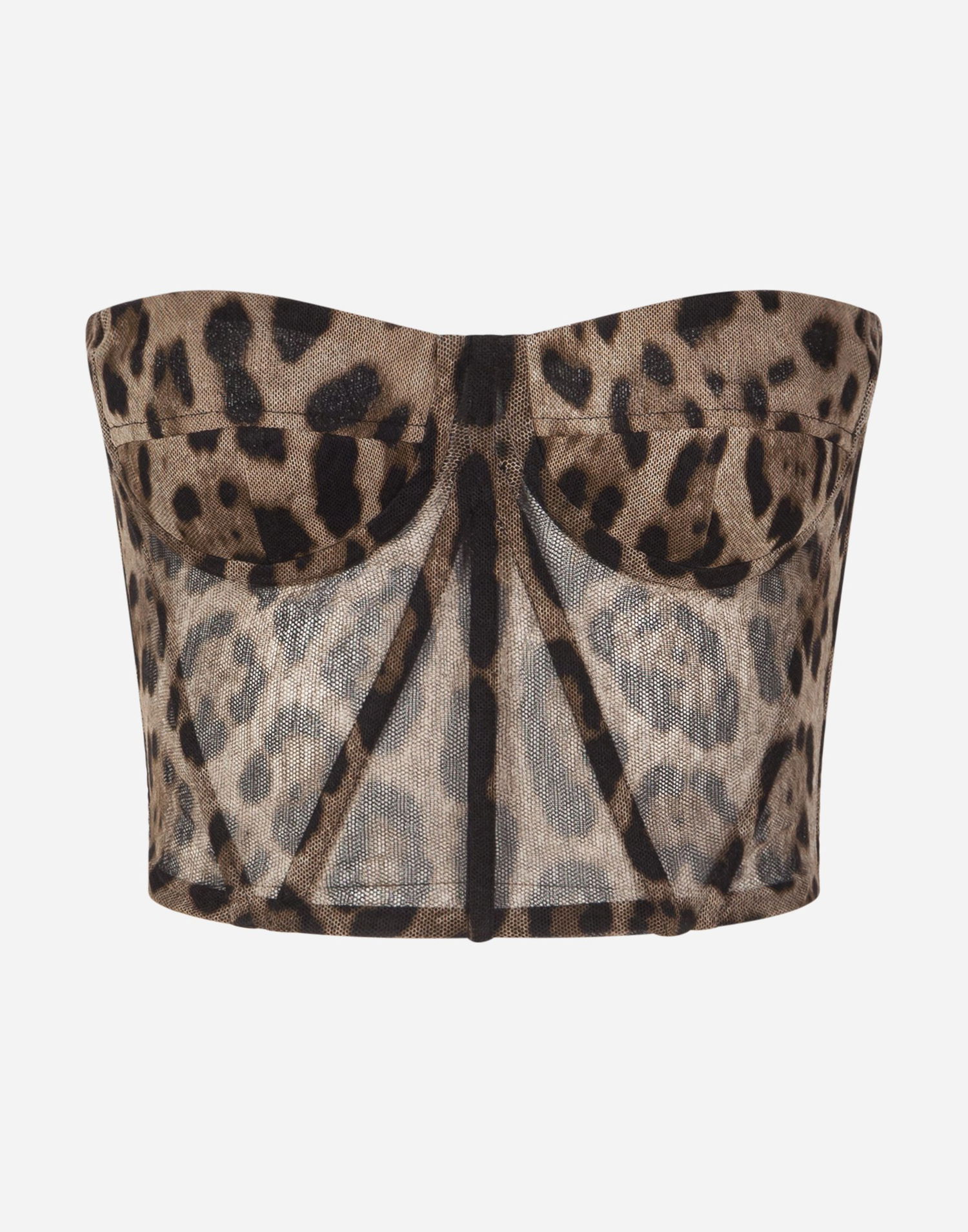 Crop Top Dolce & Gabbana Leopard-print Tulle Bustier Rôznofarebný | F73V4TFSEGZHY13M, 0