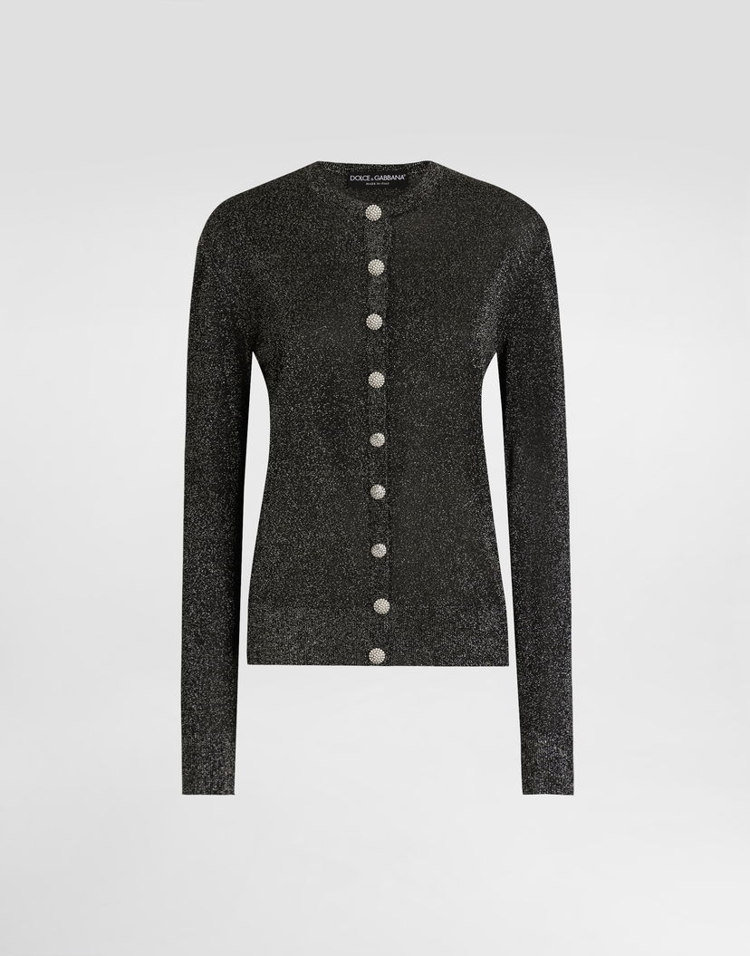 Sveter Dolce & Gabbana Dolce & Gabbana Metallic Viscose Cardigan Čierna | FXVCXTJGMCES8001
