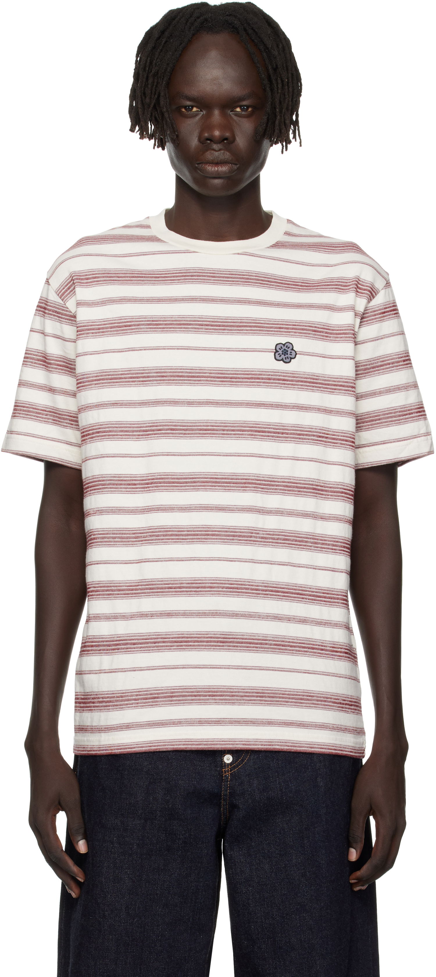 Tričko KENZO Kenzo Paris 'Boke Flower' Embroidered Striped T-Shirt Biela | FF65TS2534SC, 0