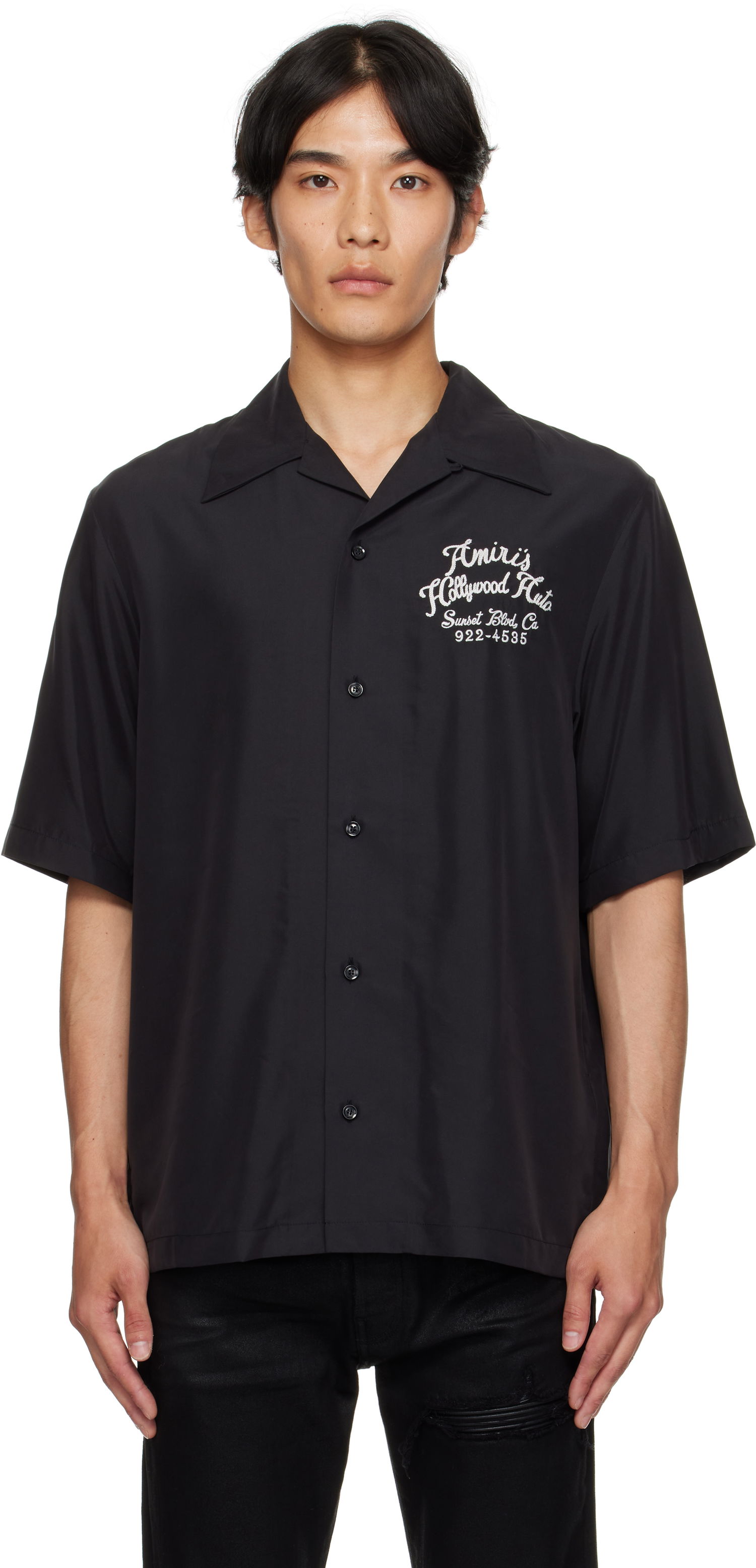 Košeľa AMIRI AMIRI 'Hollywood Auto' Bowling Shirt Čierna | AMSTCA1166, 0