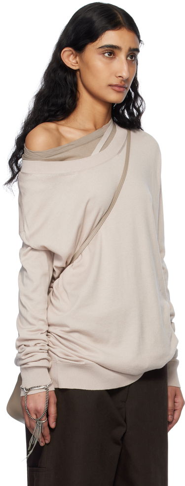 Sveter Ann Demeulemeester Ann Demeulemeester Helle Off-The-Shoulder Sweater Béžová | 2510-W-KN06-KN055-034, 1