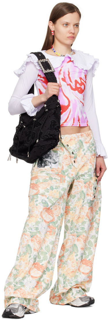 Cargo nohavice Chopova Lowena Miller Floral Print Wallet Trousers Biela | W4077, 3