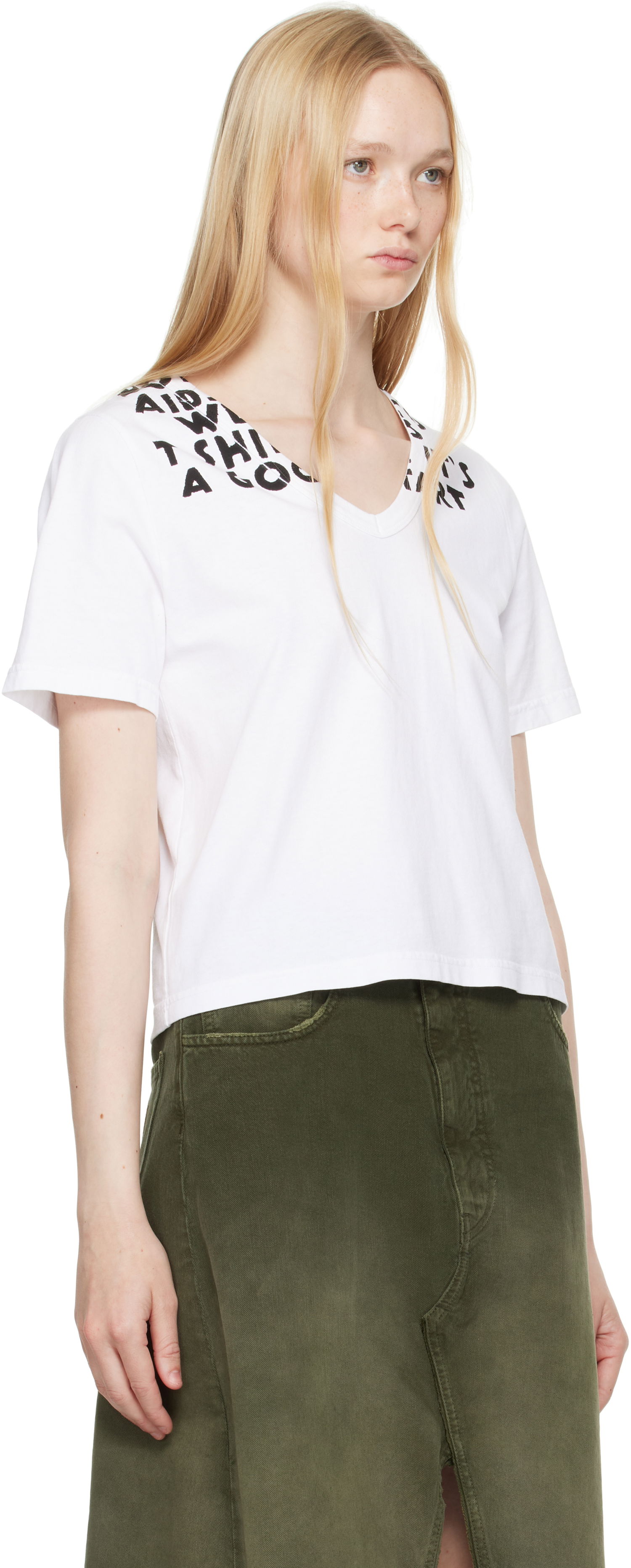 Tričko Maison Margiela MM6 Maison Margiela V-Neck SIDA Print T-Shirt Biela | S62GD0203 M20108, 1