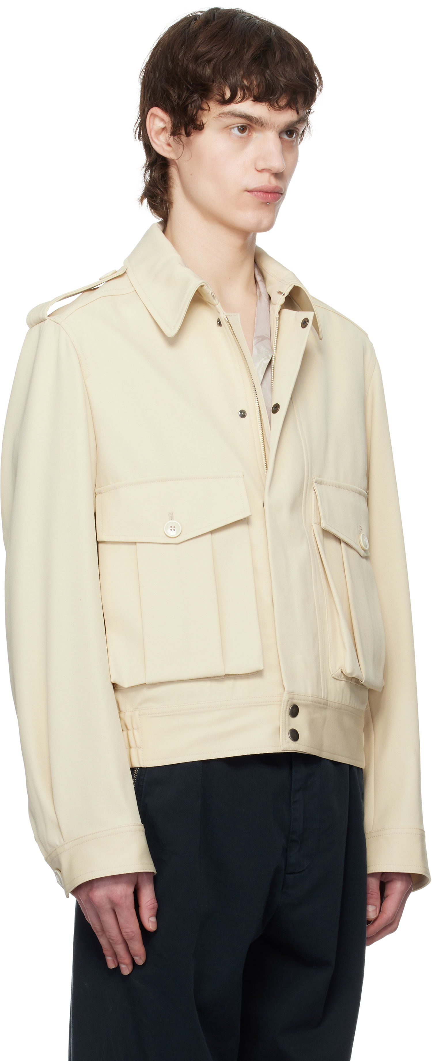 Bomber bunda Dries Van Noten Dries Van Noten Wool Gabardine Jacket Béžová | 251-020510-1176, 1