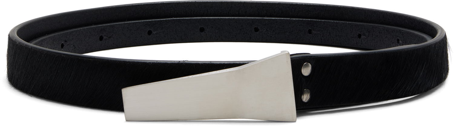 Opasok Rick Owens Rick Owens Concordians Calf-Hair Trunk Belt with Geometric Buckle Čierna | RR02E1488 LHL, 0