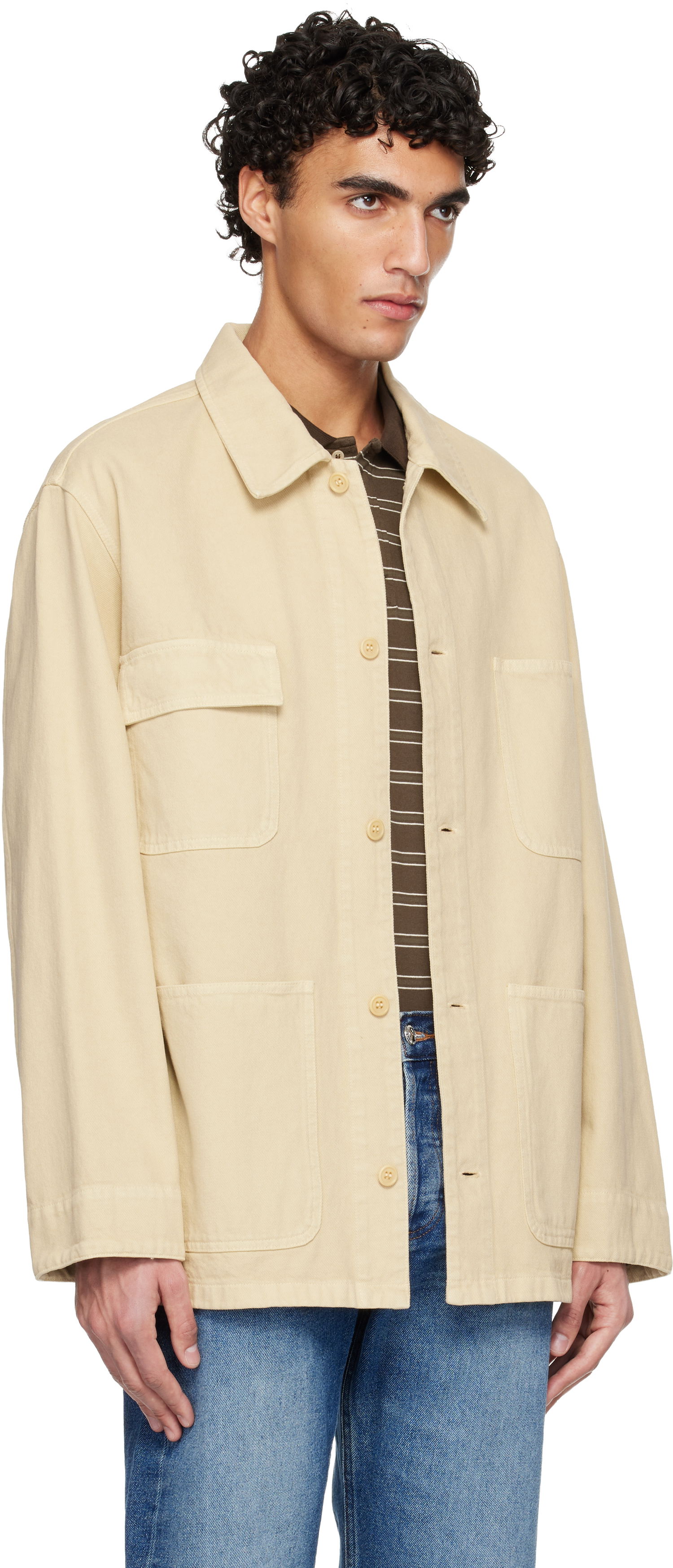 Bunda A.P.C. Embroidered Overshirt Béžová | COGZV-H32002, 1