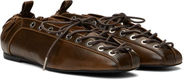 Oblečenie GANNI GANNI Oleatex Lace-Up Ballerina Flats Hnedá | S3093, 3