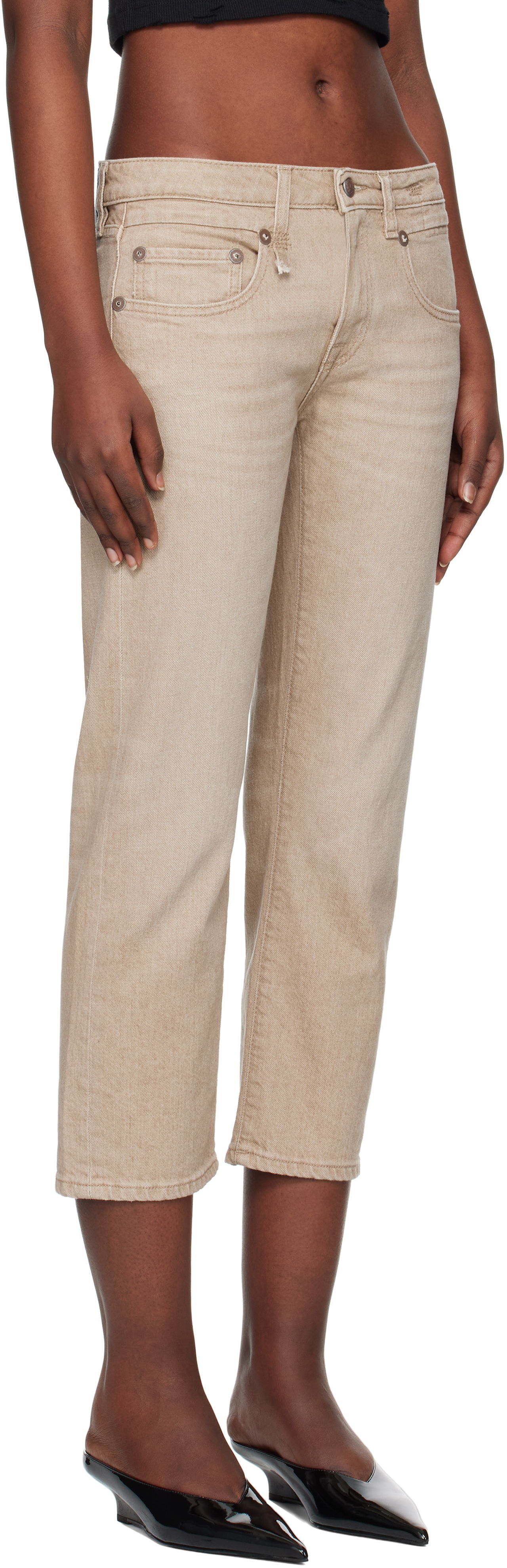 Džínsy R13 R13 Boy Straight Cropped Jeans Béžová | R13W0091-D288A, 1