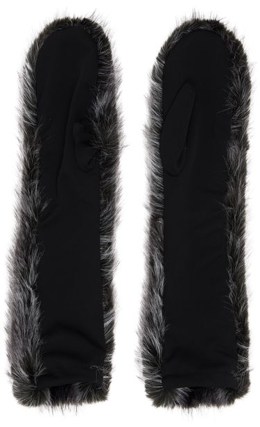 Rukavice Anna Sui Anna Sui SSENSE Exclusive Faux-Fur Mittens Čierna | 625F92, 1