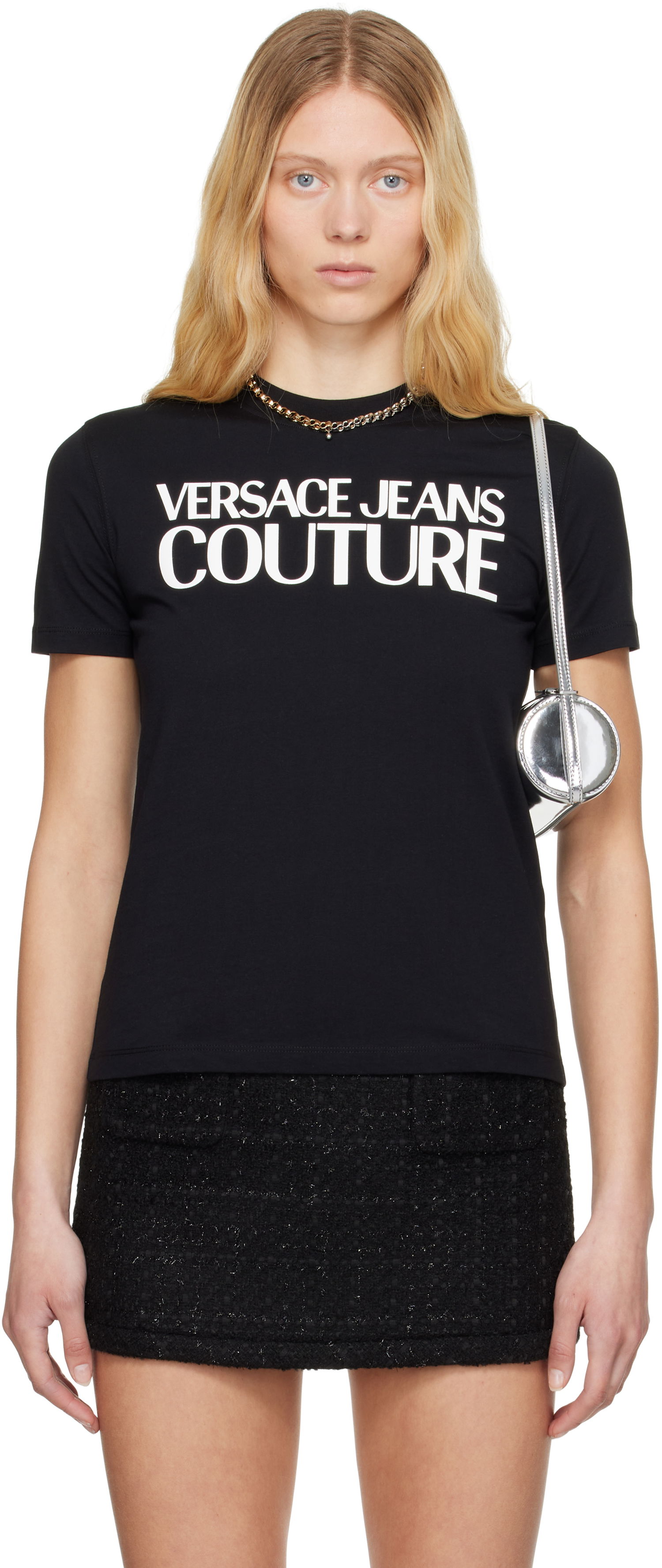 Tričko Versace Versace Jeans Couture Screen-Printed T-Shirt Čierna | E78HAHE05_ECJ00E, 0