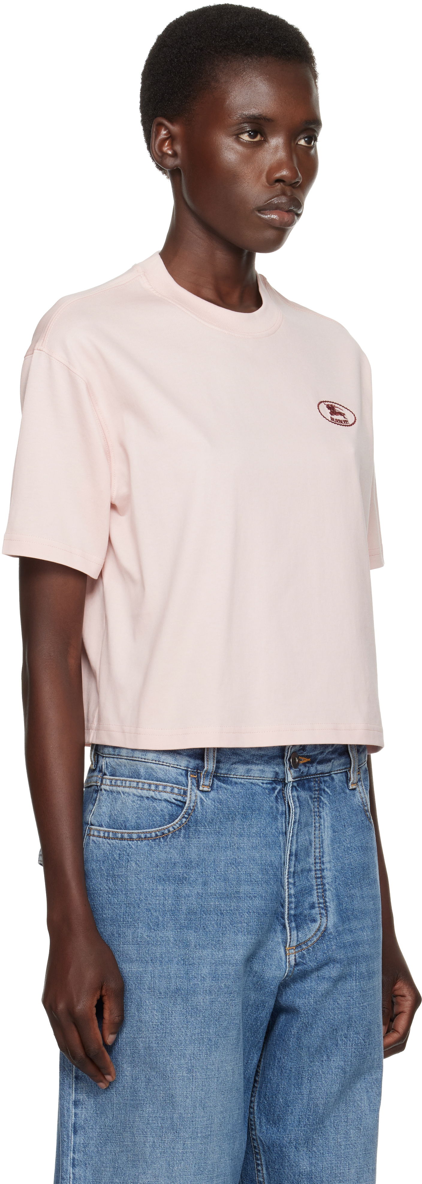 Crop Top Burberry Burberry Cropped Cotton T-Shirt Ružová | 8110083, 1