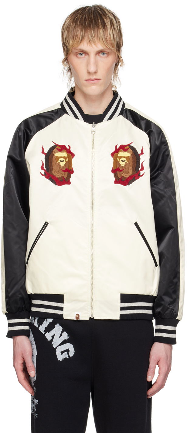 BAPE Black & Off-White Reversible Bomber Jacket