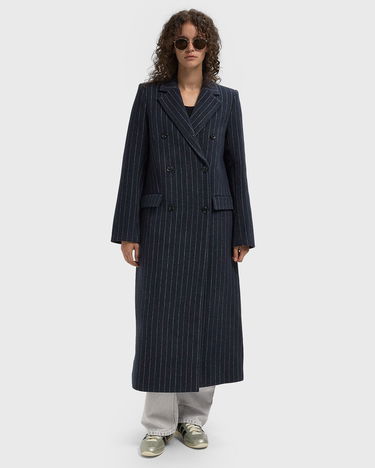Kabáty Samsoe Samsoe Double-Breasted Pinstripe Coat Navy | F24900016-CLR002321, 2