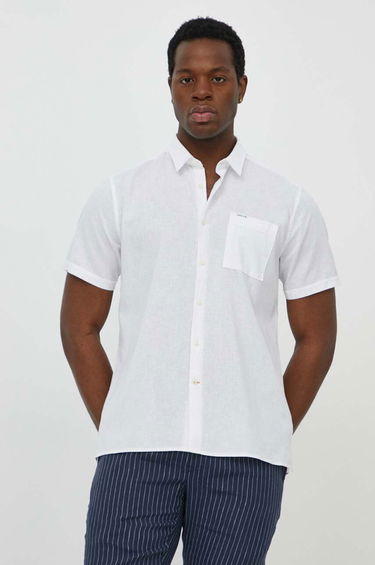 Košeľa Barbour Barbour Linen Shirt, Regular Fit Biela | MSH5093, 3