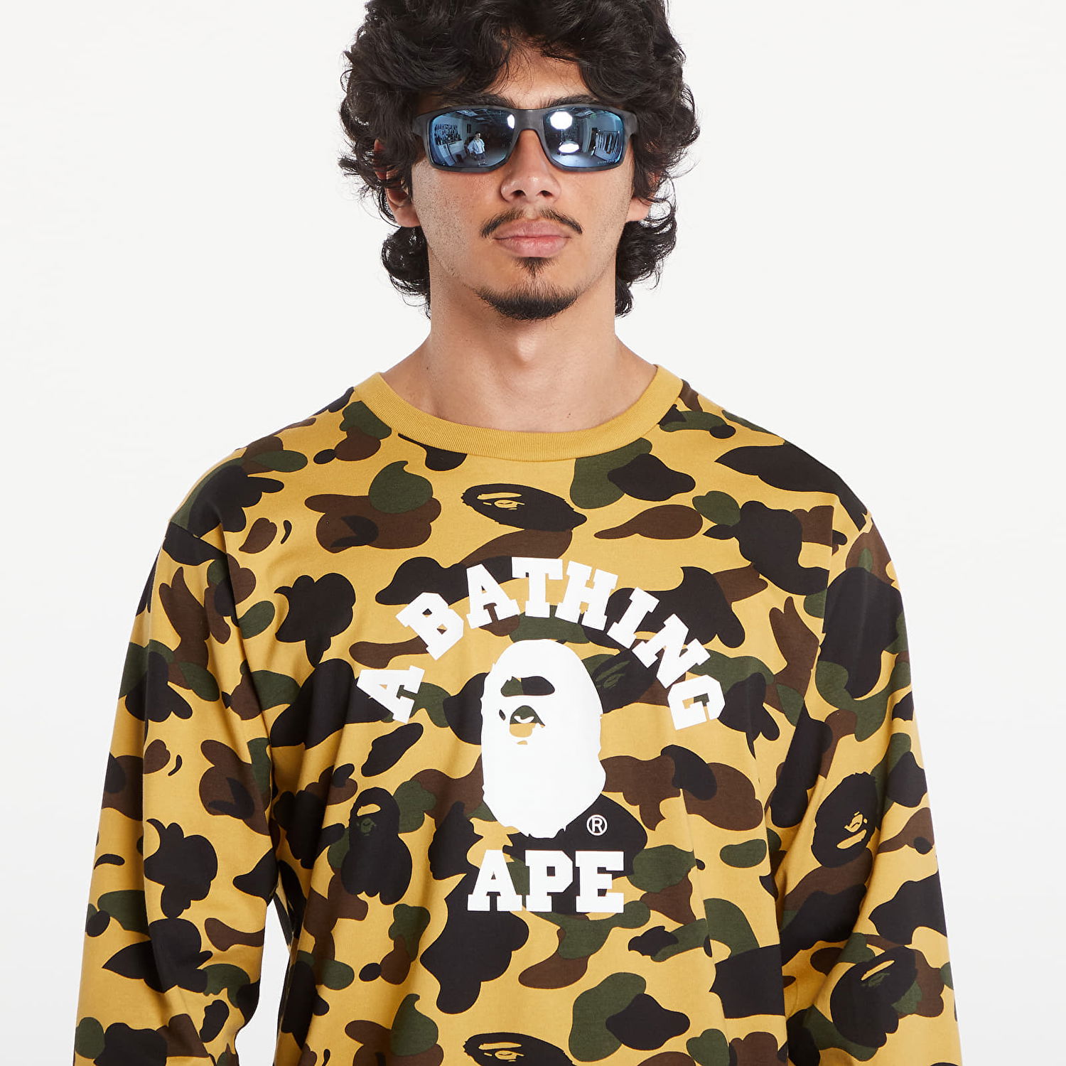 Tričko BAPE A BATHING APE 1St Camo College Long Sleeve Tee Yellow Žltá | 001LTK801008M YEL, 1