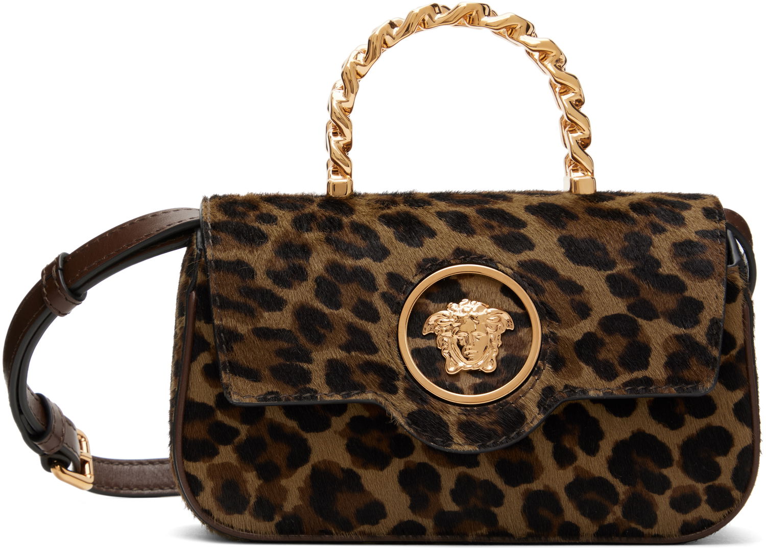Kabelka Versace Mini Leopard Print Shoulder Bag Čierna | 1013439_1A12240_6N24V, 0