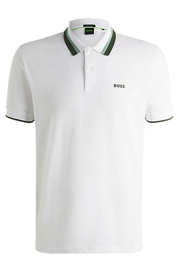 Polo tričko BOSS Paddy Active Polo Shirt with Contrast Stripes Biela | 50538101, 0