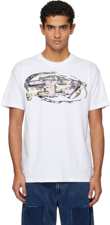 Tričko Diesel Short-Sleeve Crewneck Graphic Print T-shirt Biela | A19571-0PLAT-100, 0