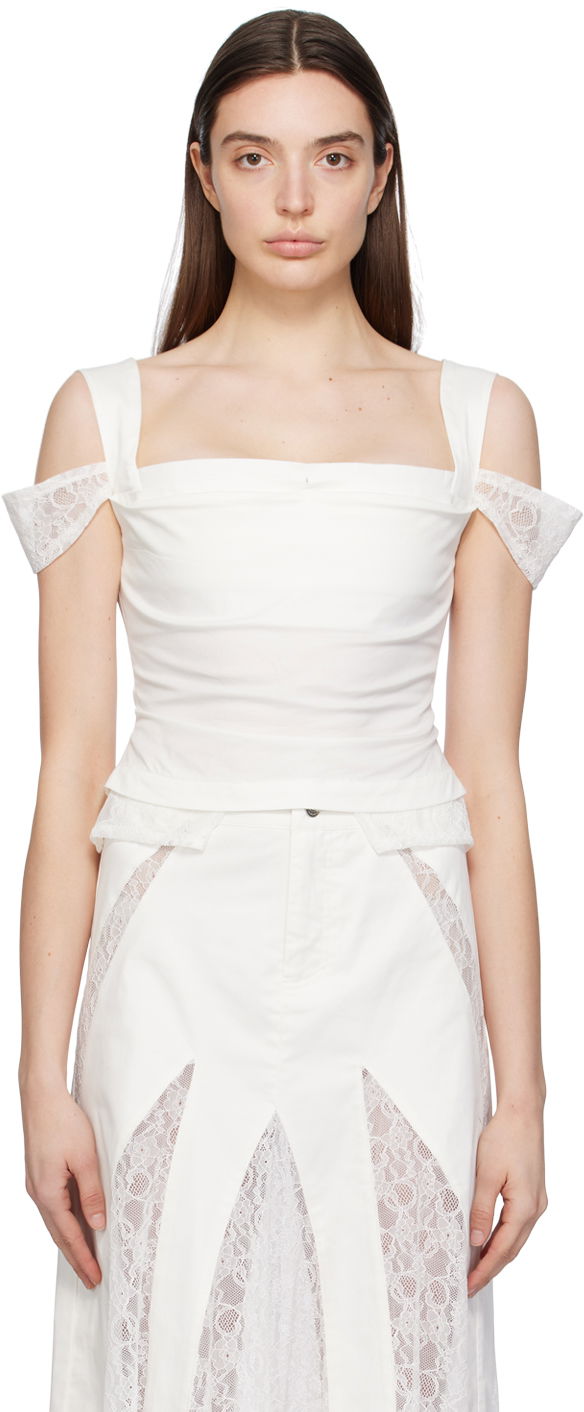 Sukňa Miaou Miaou Renata Lace-Trim Tank Top Biela | 7133SPSDOV, 0