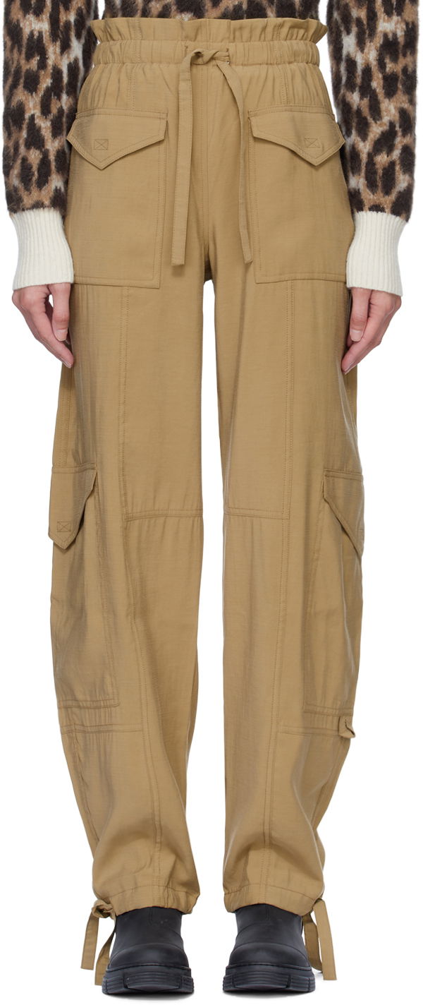 Cargo nohavice GANNI GANNI Cargo Trousers Béžová | F7575, 0