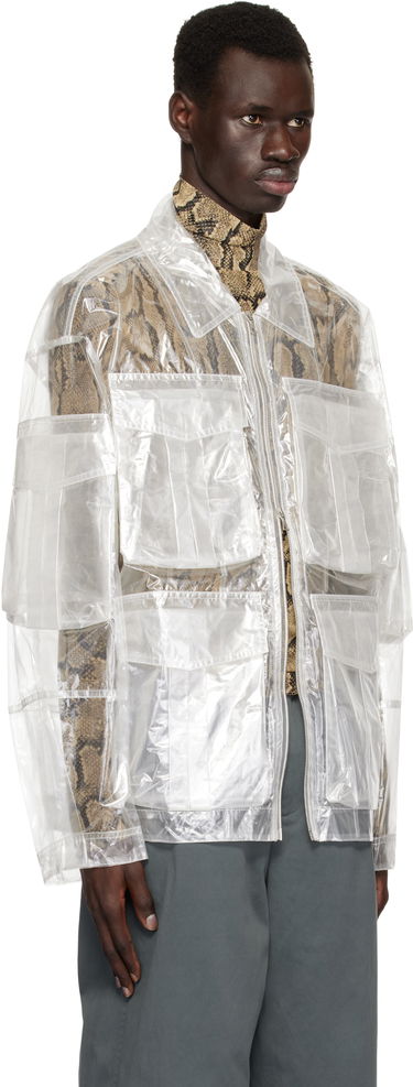 Kabáty Dries Van Noten Dries Van Noten Transparent Nylon Patch Pocket Jacket Biela | 251-020529-1257, 1
