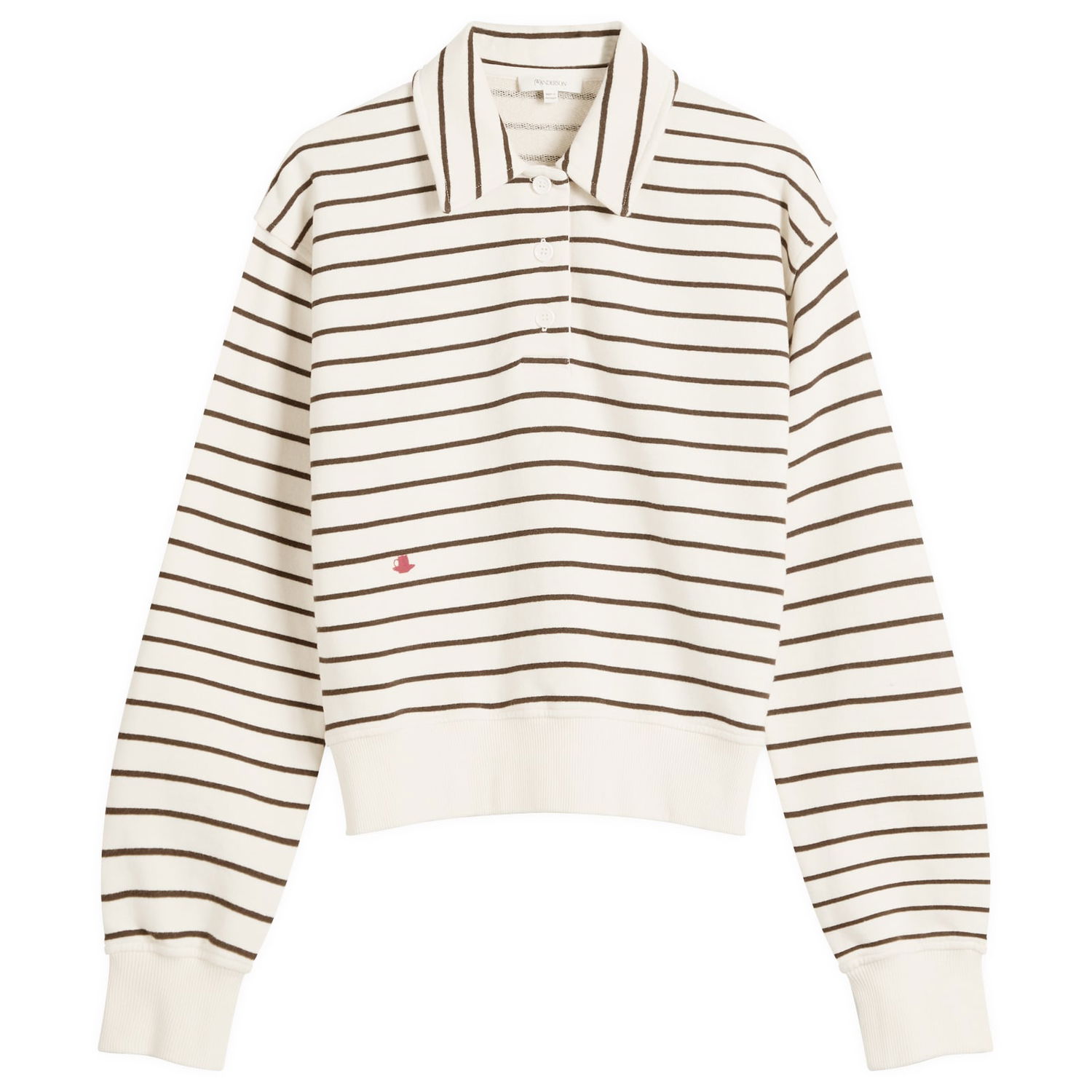 Mikina JW Anderson JW Anderson Striped Polo Sweatshirt, Size Large Biela | JW0243-PG1857-036, 1