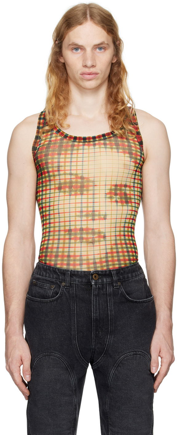 Tielko Jean Paul Gaultier Gaultier 'The Tartan Face' Tank Žltá | 24/31-F-DB039-T563-95105030, 0