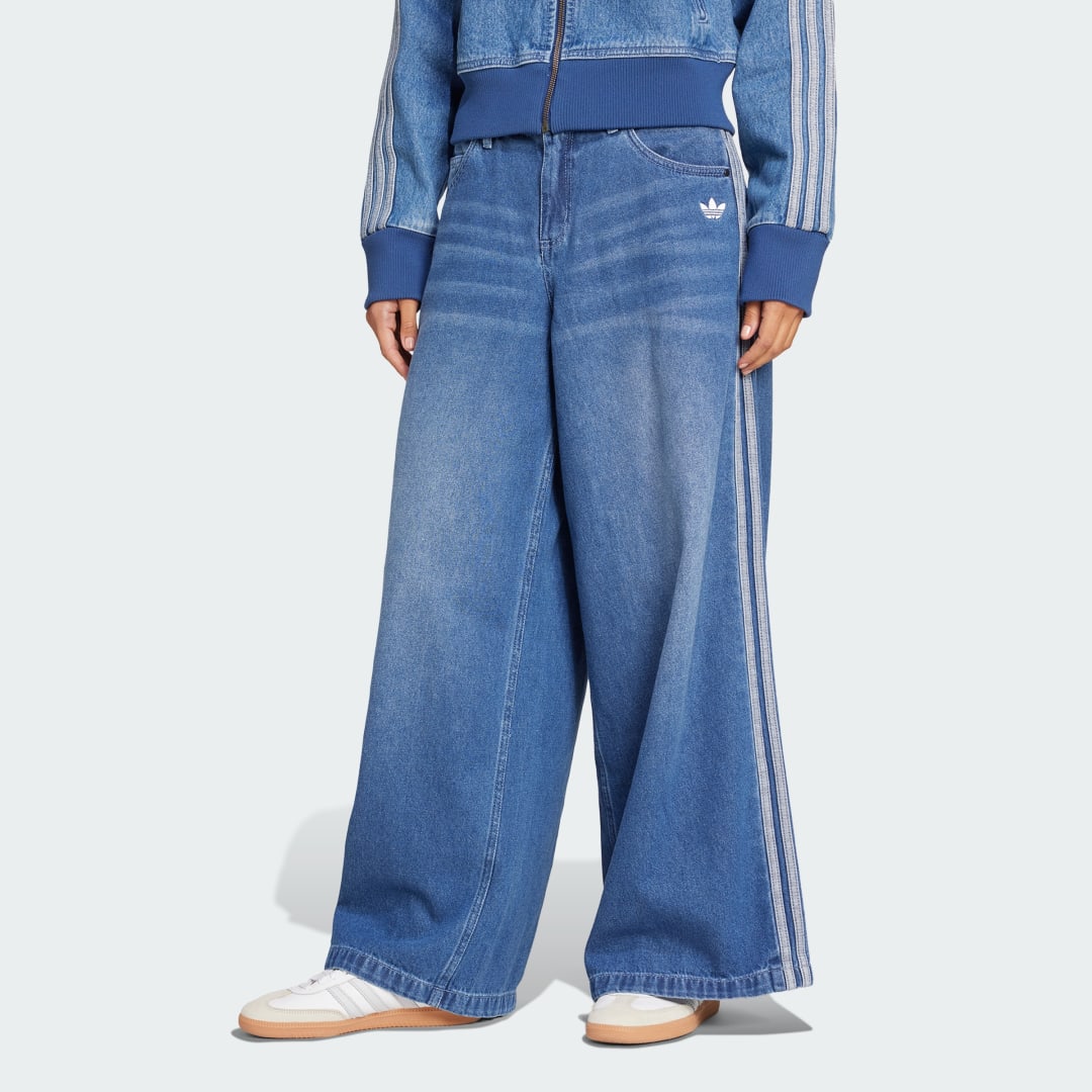 Džínsy adidas Performance Adicolor Denim Adilenium Wide Leg Jeans Modrá | JV7454, 0