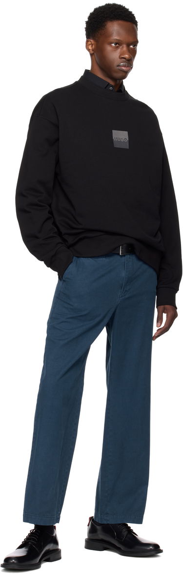 Mikina BOSS Cotton-Terry Sweatshirt with Split Logo Čierna | 50542847, 4