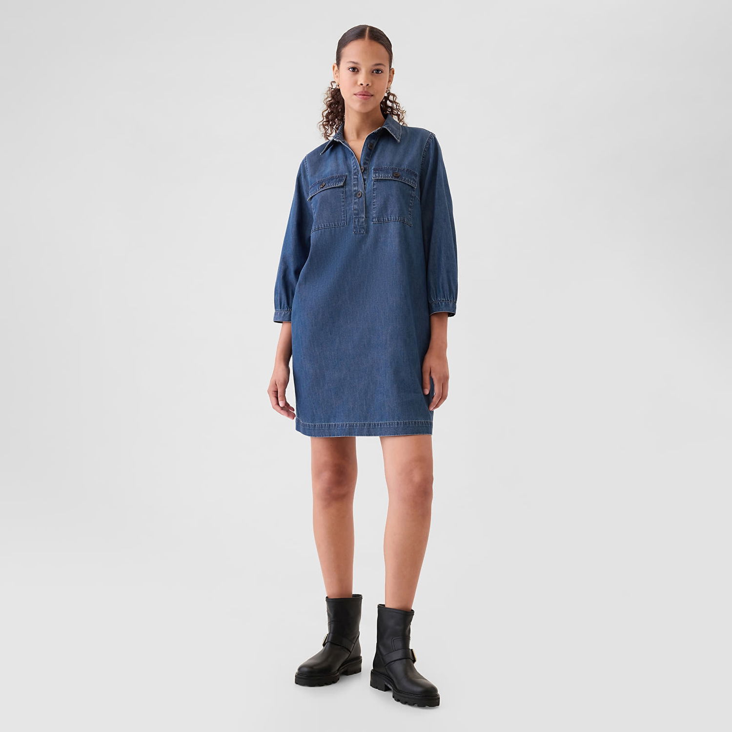 Šaty GAP Dress Denim Dress Dark Wash Indigo XS Modrá | 517110-00, 0
