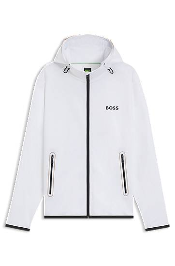 Mikina BOSS BOSS Active Stretch-Gabardine Zip-Up Hoodie Biela | 50542948, 0