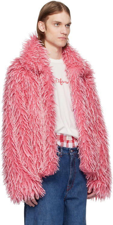 Bunda ERL ERL Varsity Faux-Fur Jacket Ružová | ERL10J001, 4