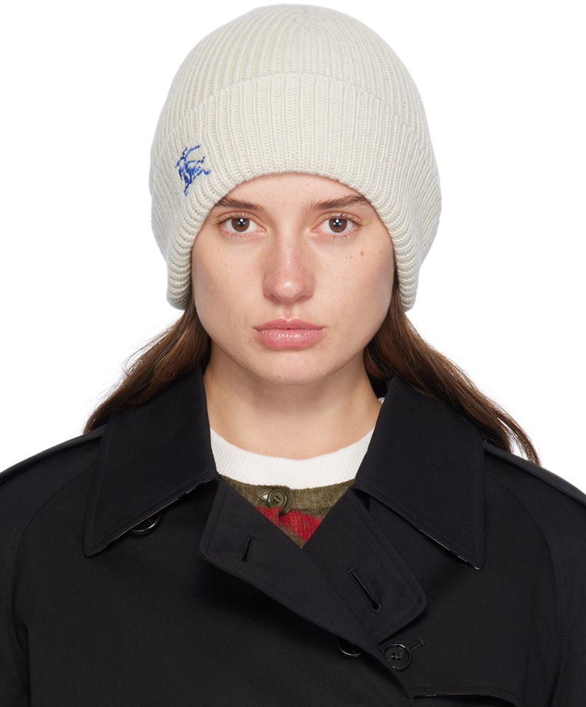 Kulicha Burberry Off-White Equestrian Knight Cashmere Beanie Béžová | 8095582