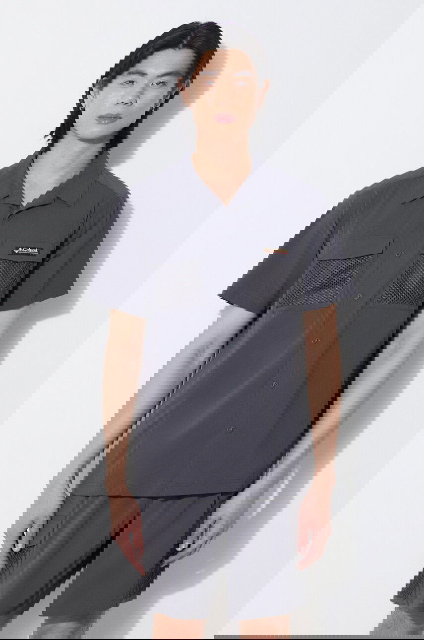 Košeľa Columbia Painted Peak Short Sleeve Shirt with Mesh Pockets and Classic Collar, Regular Fit Šedá | 2074541, 0